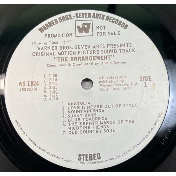 The Arrangement Vinyl LP Movie Soundtrack Promo 1969 Warner Bros Kirk Douglas - Picture 3 of 7